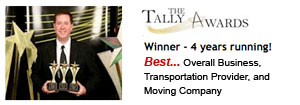Tally Awards winner of best transportation and moving company Tallahassee FL